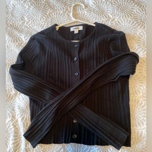Garage Black Ribbed Button-Up Cardigan